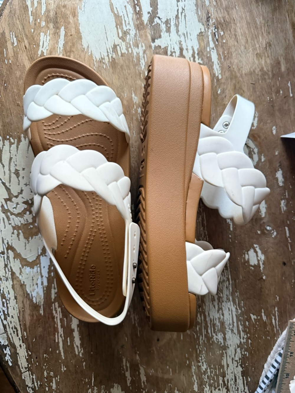 Crocs Women’s White Braided Strap Slingback Sandals - Picture 4 of 7